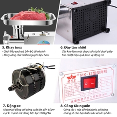 Máy đùn thịt, máy xay thịt cá công nghiệp 850W đa năng xay thịt nhồi xúc xích, lạp xưởng