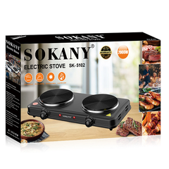Bếp điện đôi đa năng SOKANY 2000W chuyên đun nước, hầm cháo, hơ lá trầu…