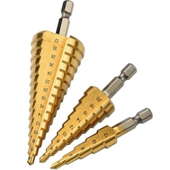 Bộ 3 mũi khoan tháp các bước 4 - 32mm phủ titanium siêu cứng