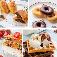 Máy làm bánh đa năng TORSOM TS-2168 600W 4 khuôn waffle/cá/donut/sandwich