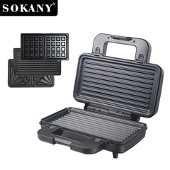 Máy làm bánh đa năng SOKANY 1000W 3 trong 1 nướng bánh mì, bánh waffle, nướng thịt