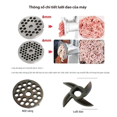 Máy đùn thịt, máy xay thịt cá công nghiệp 850W đa năng xay thịt nhồi xúc xích, lạp xưởng