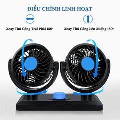 Quạt mini ô tô 10W cắm nguồn tẩu 12v đa năng xoay 360 độ siêu mát