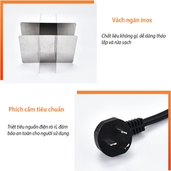 Nồi lẩu oden 9 ngăn 1800W nấu lẩu xiên que tự chọn, lẩu ly tokbokki