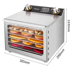 Máy sấy hoa quả sấy khô, sấy thực phẩm thịt trái cây 6 khay inox