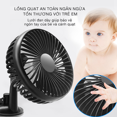 Quạt làm mát usb luồng gió mạnh xoay 360, điều khiển 3 tốc độ gió