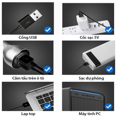 Quạt ô tô đôi mini cắm nguồn USB đa năng xoay 360 độ dùng trên ô tô và gia đình