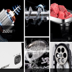 Máy đùn thịt cá SOKANY 2500W xay thịt cá, rau củ làm dồi sụn tại nhà