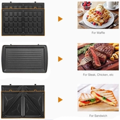 Máy kẹp nướng bánh mì, làm bánh waffle 3 khuôn SOKANY SK-303 750W