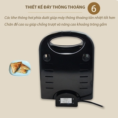 Máy nướng bánh mì sandwich, làm bánh hotdog waffle tam giác 8 bánh SOKANY