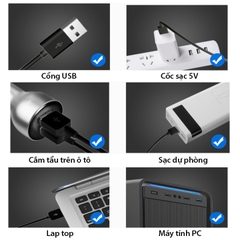 Quạt làm mát usb luồng gió mạnh xoay 360, điều khiển 3 tốc độ gió
