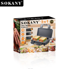 Máy làm bánh đa năng SOKANY 1000W 3 trong 1 nướng bánh mì, bánh waffle, nướng thịt