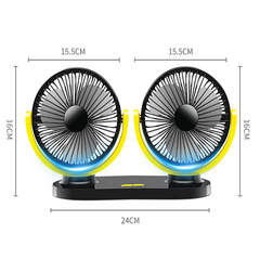Quạt ô tô đôi mini cắm nguồn USB đa năng xoay 360 độ dùng trên ô tô và gia đình