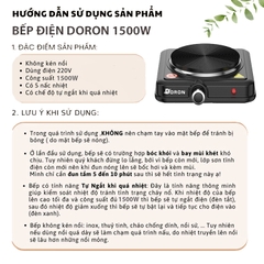 Bếp điện mini đa năng DORON 1500W chống quá nhiệt, an toàn cho mọi gia đình