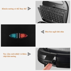 Máy kẹp nướng bánh mì, làm bánh waffle 3 khuôn SOKANY SK-303 750W