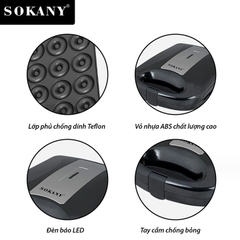 Máy làm bánh vòng Donut 16 bánh mini chính hãng Sokany 1200W