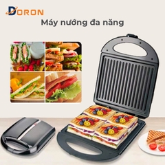 Máy kẹp nướng bánh mì hotdog đôi DORON_ 162  1400W nướng thịt, chiên trứng