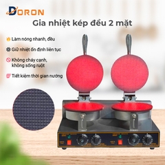 Máy làm bánh ốc quế công nghiệp đôi DORON_131 2400W kiểm soát nhiệt độ chính xác, bánh thơm ngon