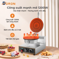 Máy làm bánh ốc quế công nghiệp DORON_130,1200W điều chỉnh 50 - 250 độ, làm nóng nhanh