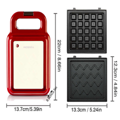 Máy làm bánh đa năng TORSOM TS-2168 600W 4 khuôn waffle/cá/donut/sandwich
