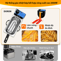 Bếp rán điện, bếp chiên nhúng 4 lít DORON 2000W nhiệt độ cao, sôi cực nhanh