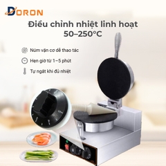 Máy làm bánh ốc quế công nghiệp DORON_130,1200W điều chỉnh 50 - 250 độ, làm nóng nhanh