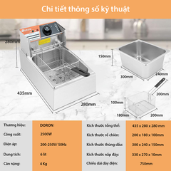 Bếp chiên nhúng điện DORON 2500W nhiệt độ cao, sôi cực nhanh
