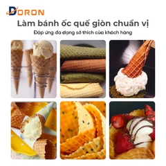Máy làm bánh ốc quế công nghiệp đôi DORON_131 2400W kiểm soát nhiệt độ chính xác, bánh thơm ngon