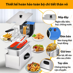 Bếp rán điện, bếp chiên nhúng 4 lít DORON 2000W nhiệt độ cao, sôi cực nhanh