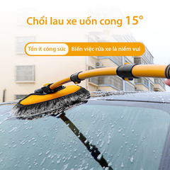 Chổi rửa xe ô tô cán dài - Chổi lau xe ô tô cán dài 3 mức gấp gọn
