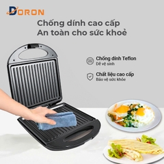 Máy kẹp nướng bánh mì hotdog đôi DORON_ 162  1400W nướng thịt, chiên trứng
