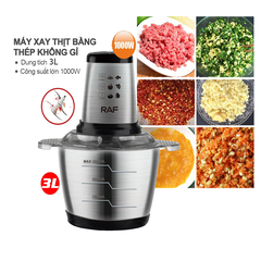 Máy xay thịt, xay rau củ quả RAF 1000W cối 3 lít công suất cao, xay thịt nhanh chóng