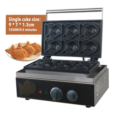 Máy làm bánh cá taiyaki công nghiệp 1650W gia nhiệt kép 2 mặt, chống dính telfon siêu bền