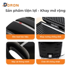Máy kẹp nướng bánh mì hotdog đôi DORON_ 162  1400W nướng thịt, chiên trứng