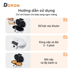 Máy làm bánh waffle đôi DORON 147 1200W điều chỉnh 50 - 250 độ, làm nóng nhanh