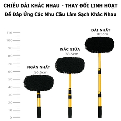 Chổi rửa xe ô tô cán dài - Chổi lau xe ô tô cán dài 3 mức gấp gọn