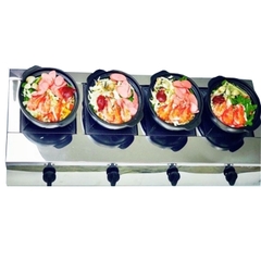 Bếp gas nấu mì cay 4 họng ngang chuyên bánh xèo, cơm niêu