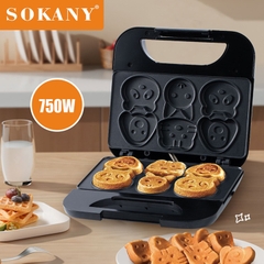 Máy nướng bánh hình thú SOKANY 750W làm nóng 2 mặt khuôn chín đều