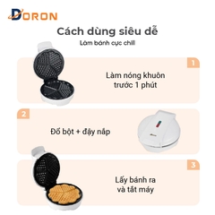 Máy làm bánh waffle đơn DORON_146 1200W nướng bánh waffle gia đình, làm nóng nhanh