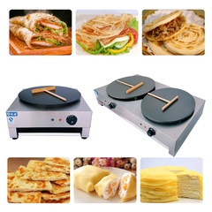Máy làm bánh kếp thái khuôn đôi, máy làm bánh crepe công nghiệp dùng điện