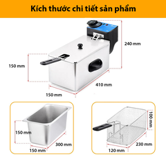 Bếp rán điện, bếp chiên nhúng 4 lít DORON 2000W nhiệt độ cao, sôi cực nhanh