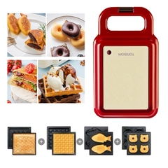 Máy làm bánh đa năng TORSOM TS-2168 600W 4 khuôn waffle/cá/donut/sandwich