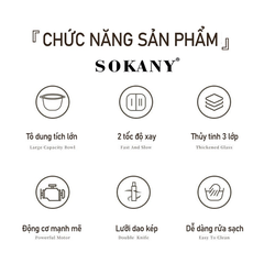 Máy xay thịt đa năng SOKANY 800W cối 4L inox 4 lưỡi dao thép không gỉ