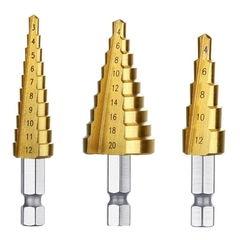 Bộ 3 mũi khoan tháp tầng bước titanium 4 - 20mm khoan sắt , tôn