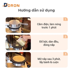 Máy làm bánh ốc quế công nghiệp DORON_130,1200W điều chỉnh 50 - 250 độ, làm nóng nhanh