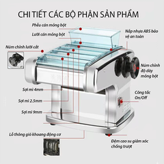 Máy cán mì 135W cán mỏng cắt mì chạy điện tăng cao năng suất