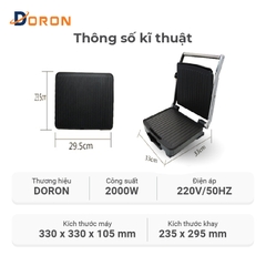 Máy kẹp nướng bánh mì hotdog vừa DORON_ 163 2000W nướng thịt, chiên trứng