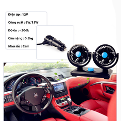 Quạt mini ô tô 10W cắm nguồn tẩu 12v đa năng xoay 360 độ siêu mát