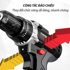 Máy vặn ốc vít, máy khoan pin động cơ lõi đồng, 2 cấp độ có đèn led chiếu sáng