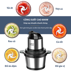 Máy xay thịt đa năng SOKANY 800W cối 4L inox 4 lưỡi dao thép không gỉ